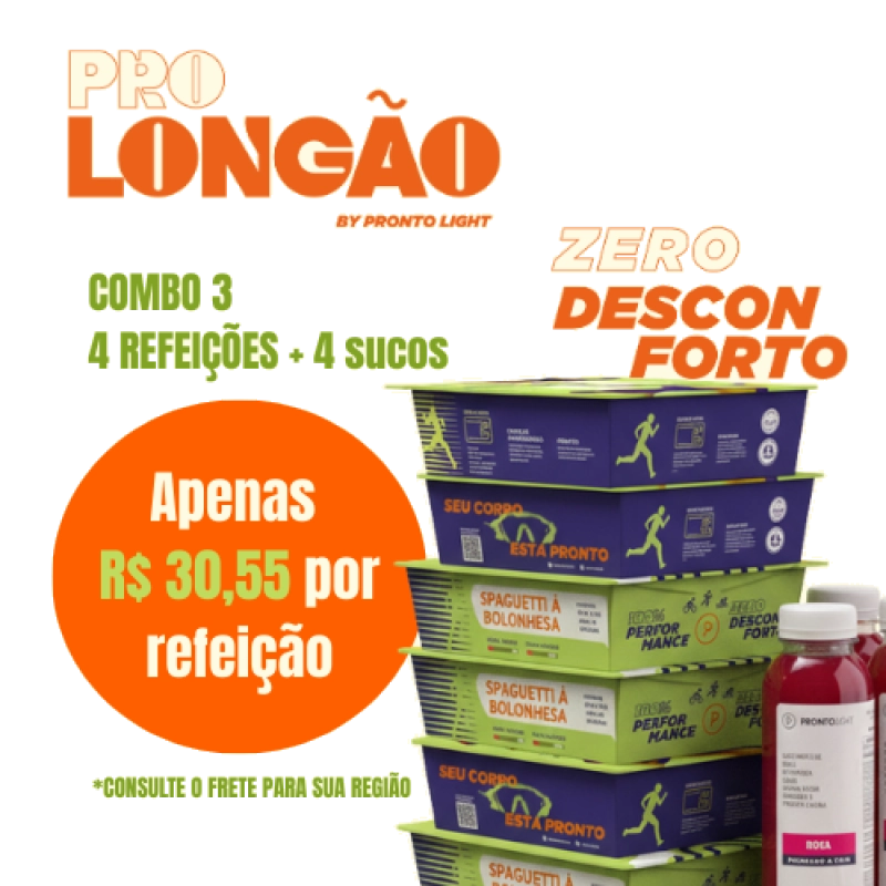 Combo 3 PRO LONGÃO (4 refeições + 4 sucos rosa)
