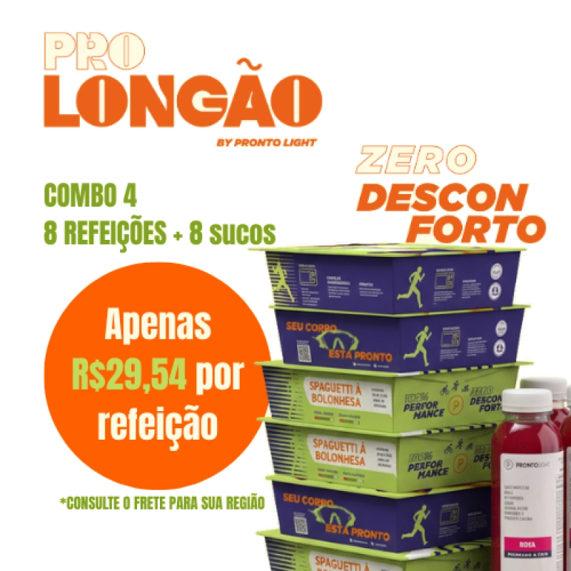 Combo 4 PRO LONGÃO (8 refeições + 8 sucos rosa)