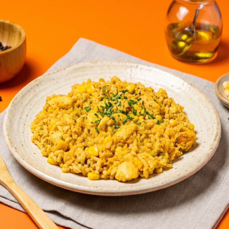 marmita - frango na mostarda e mel + arroz + legumes