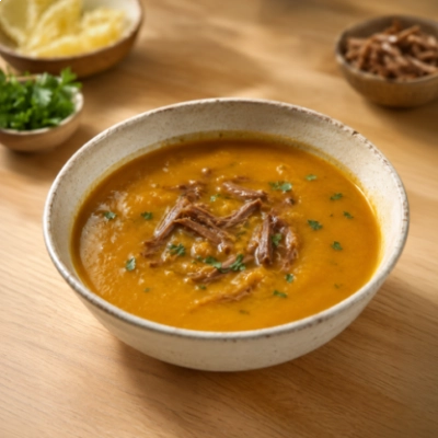 caldo de abóbora com ragú de costela