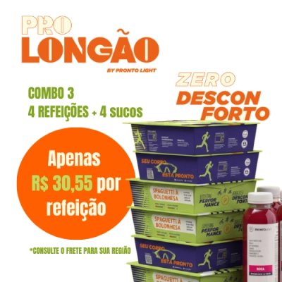 Combo 3 PRO LONGÃO (4 refeições + 4 sucos rosa)