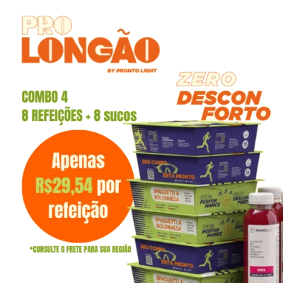 Combo 4 PRO LONGÃO (8 refeições + 8 sucos rosa)