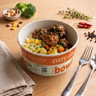 every day Bowl- Almôndegas Caseiras com Arroz e Legumes