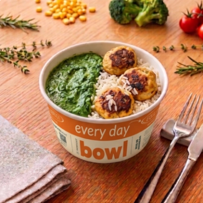 every day Bowl -  Almôndegas de Frango ao Creme de Espinafre