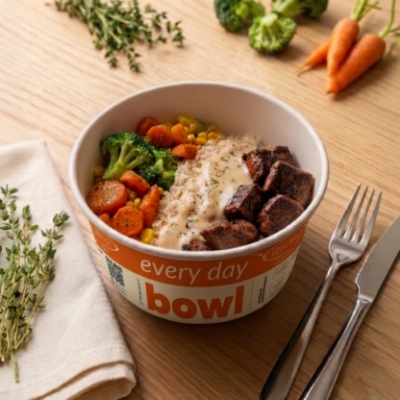 every day Bowl - Mignon ao Molho Mostarda com Arroz e Legumes