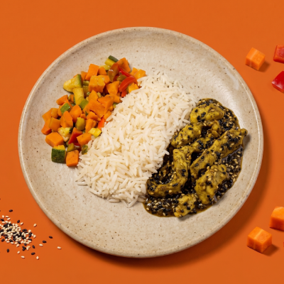 marmita - frango em tiras com gergelim + arroz branco + legumes grego marmita - frango em tiras com gergelim + arroz branco + legumes grego