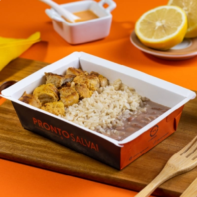 marmita - frango grelhado ao limão siciliano + arroz integral + feijão carioca