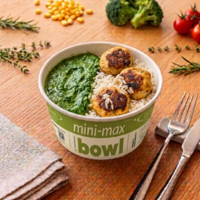 mini max Bowl -  Almôndegas de Frango ao Creme de Espinafre